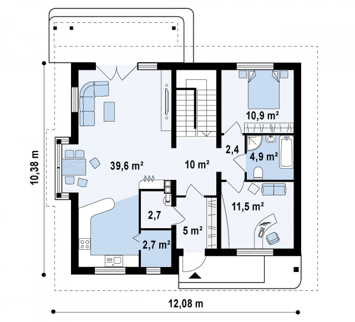 Первый этаж 89,7 м² дома Z104