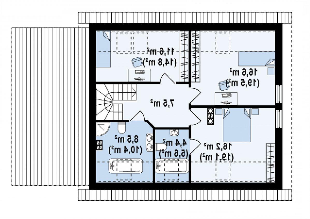 Второй этаж 64,5 (76,5 м²) дома Z118