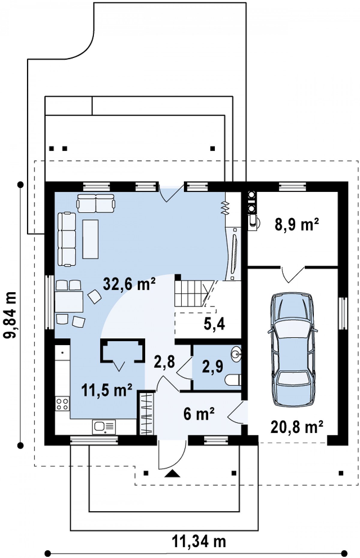 Первый этаж 61,2 (90,9 м²) дома Z119
