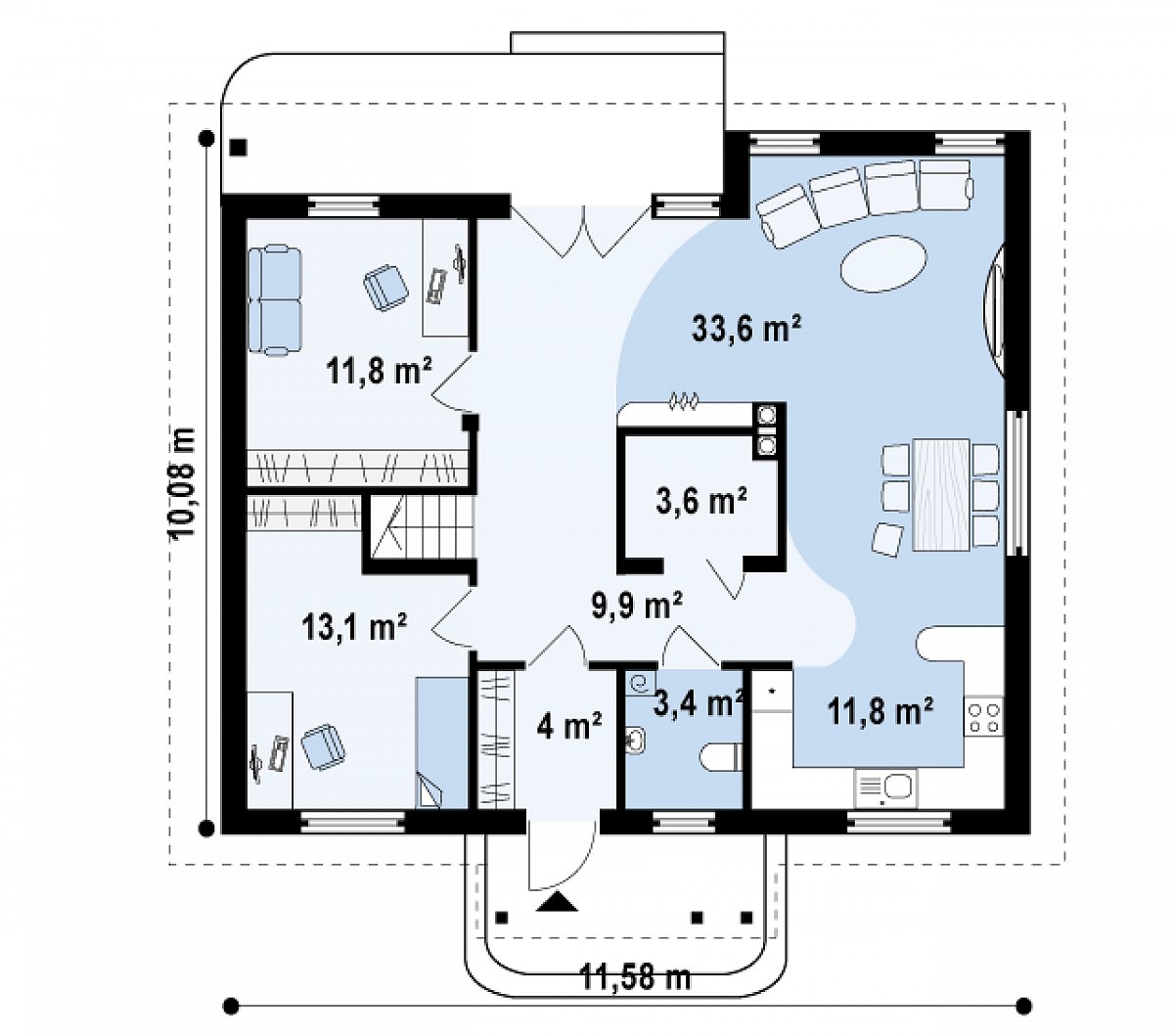 Первый этаж 91,2 м² дома Z121