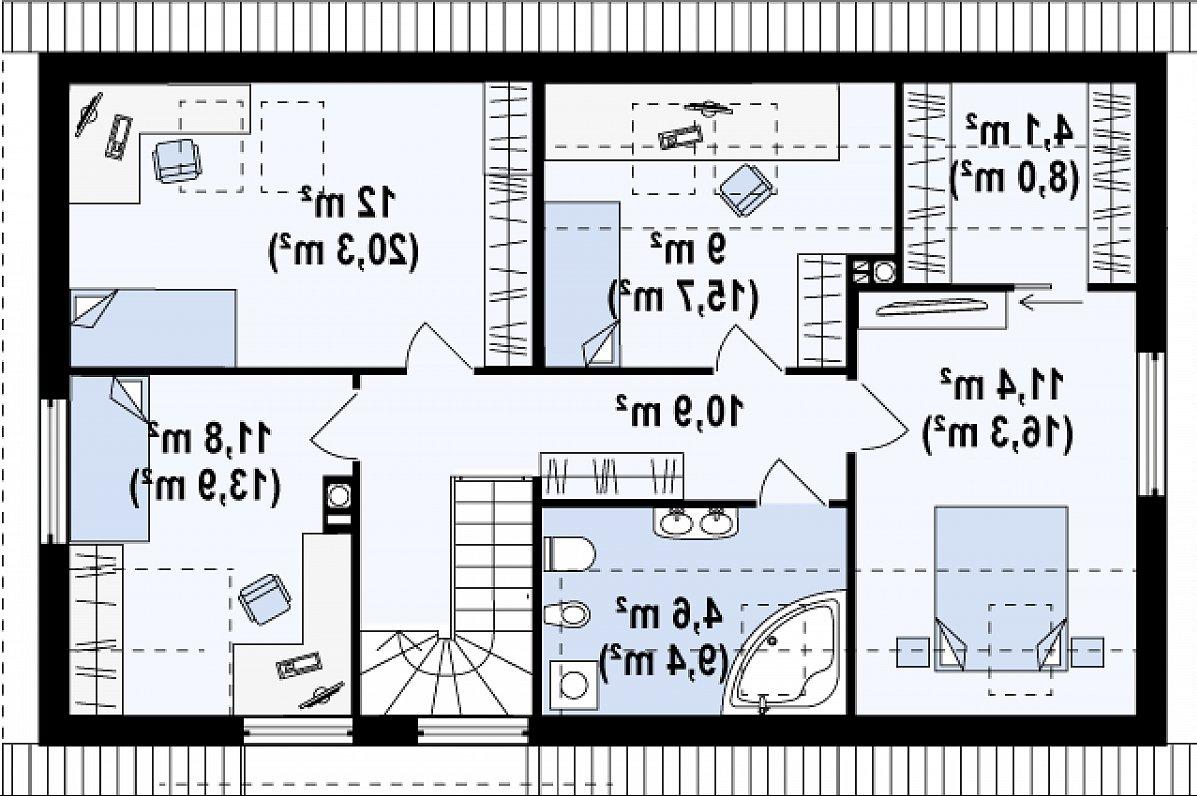 Второй этаж 57,3 (94,5 м²) дома Z122 v2