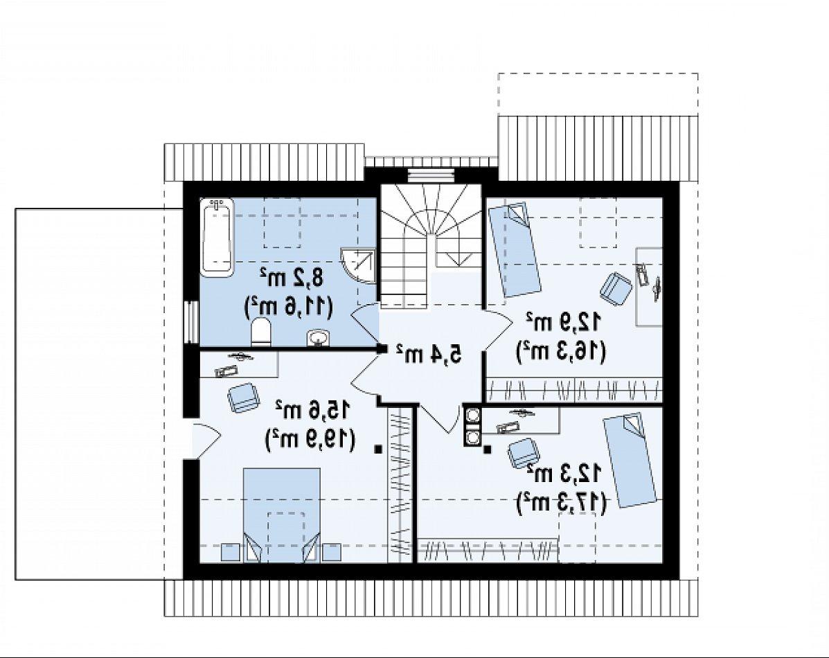 Второй этаж 54,4 (70,5 м²) дома Z127