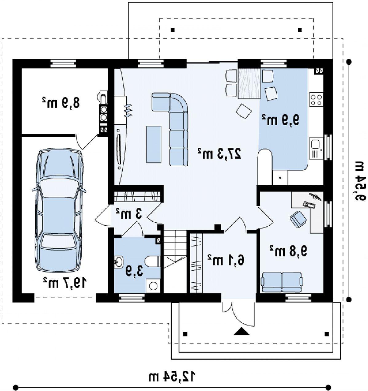 Первый этаж 68,5 (97,2 м²) дома Z133