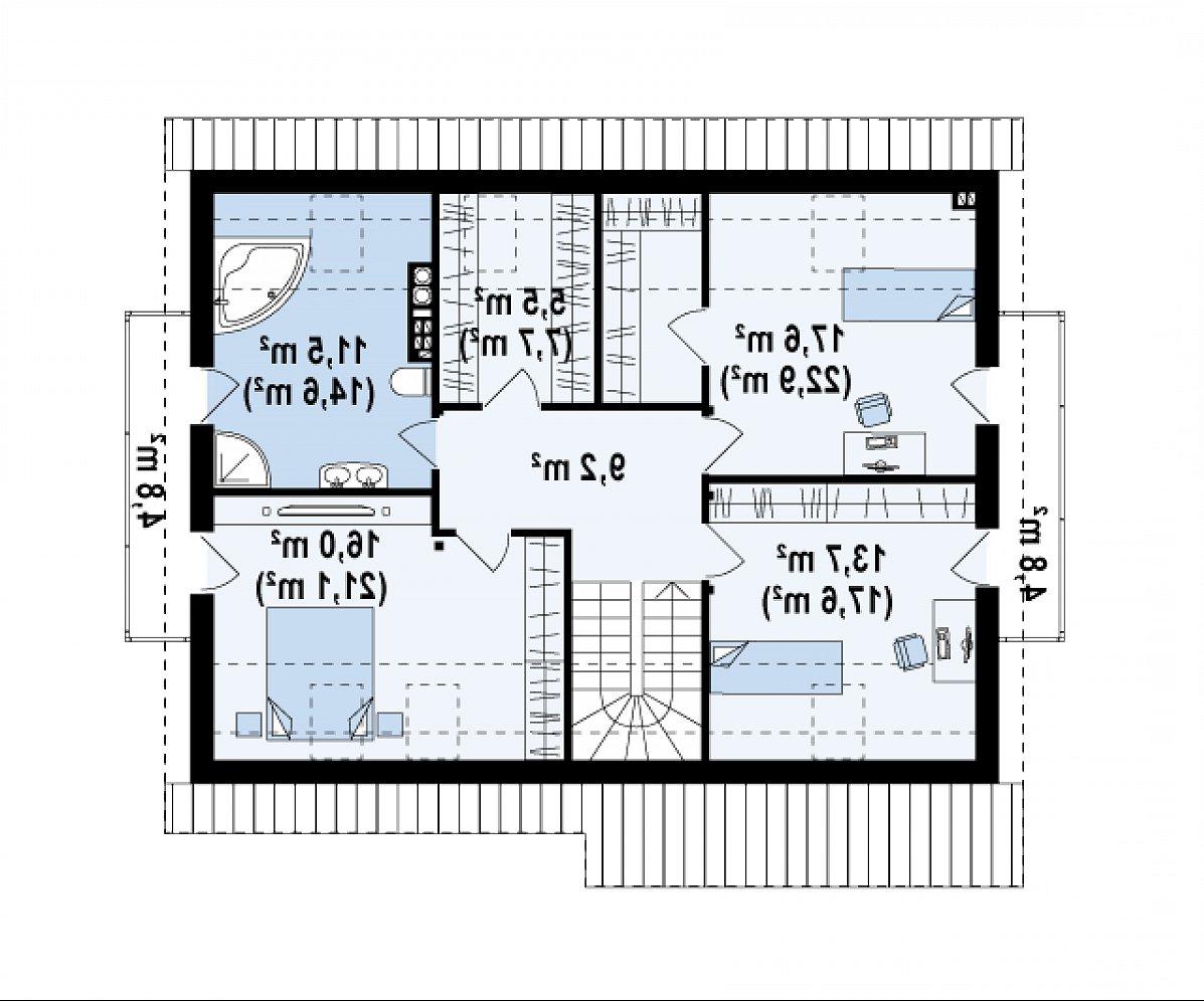 Второй этаж 73,6 (93,0 м²) дома Z133