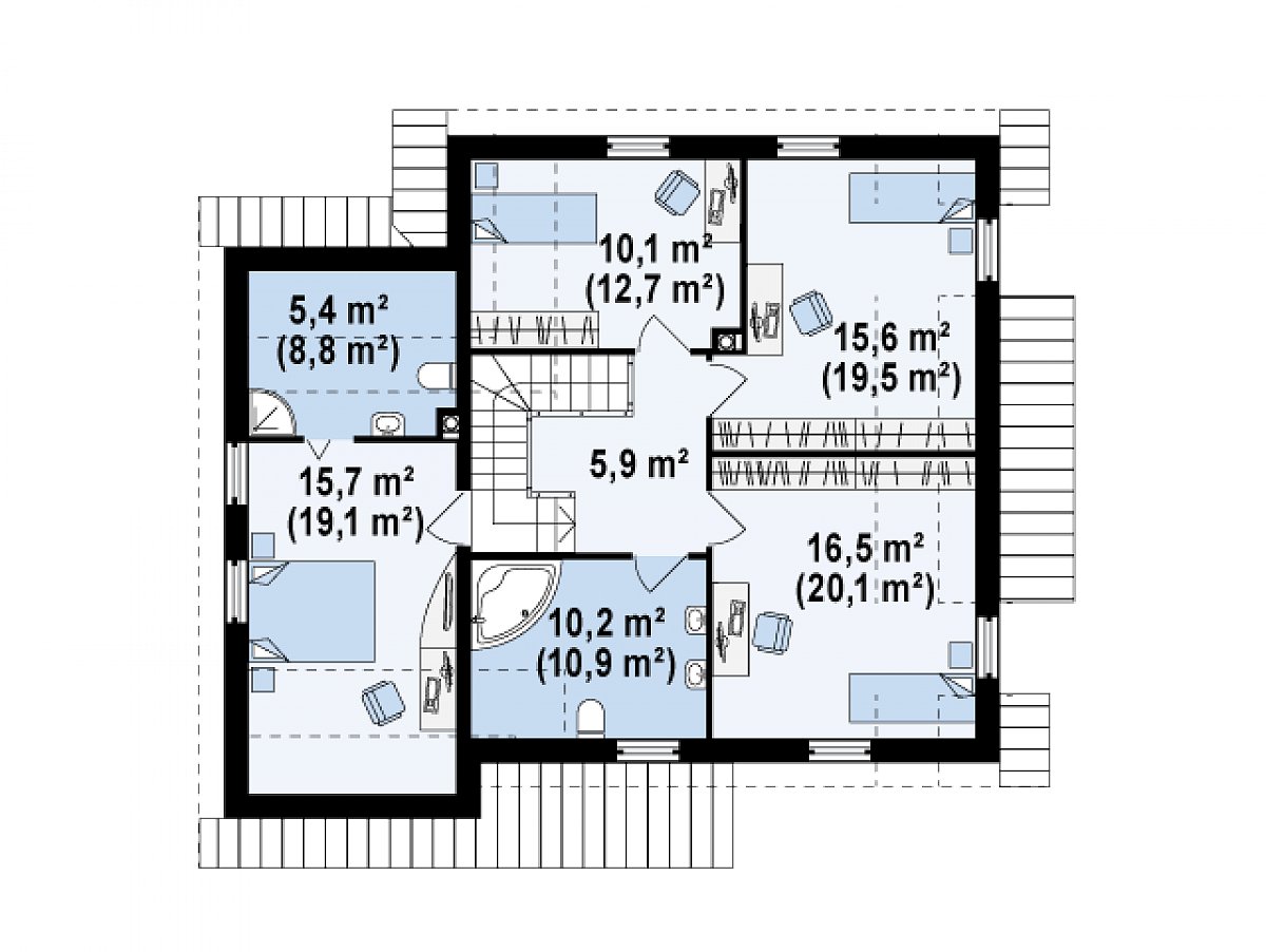 Второй этаж 79,4 (97,1 м²) дома Z135