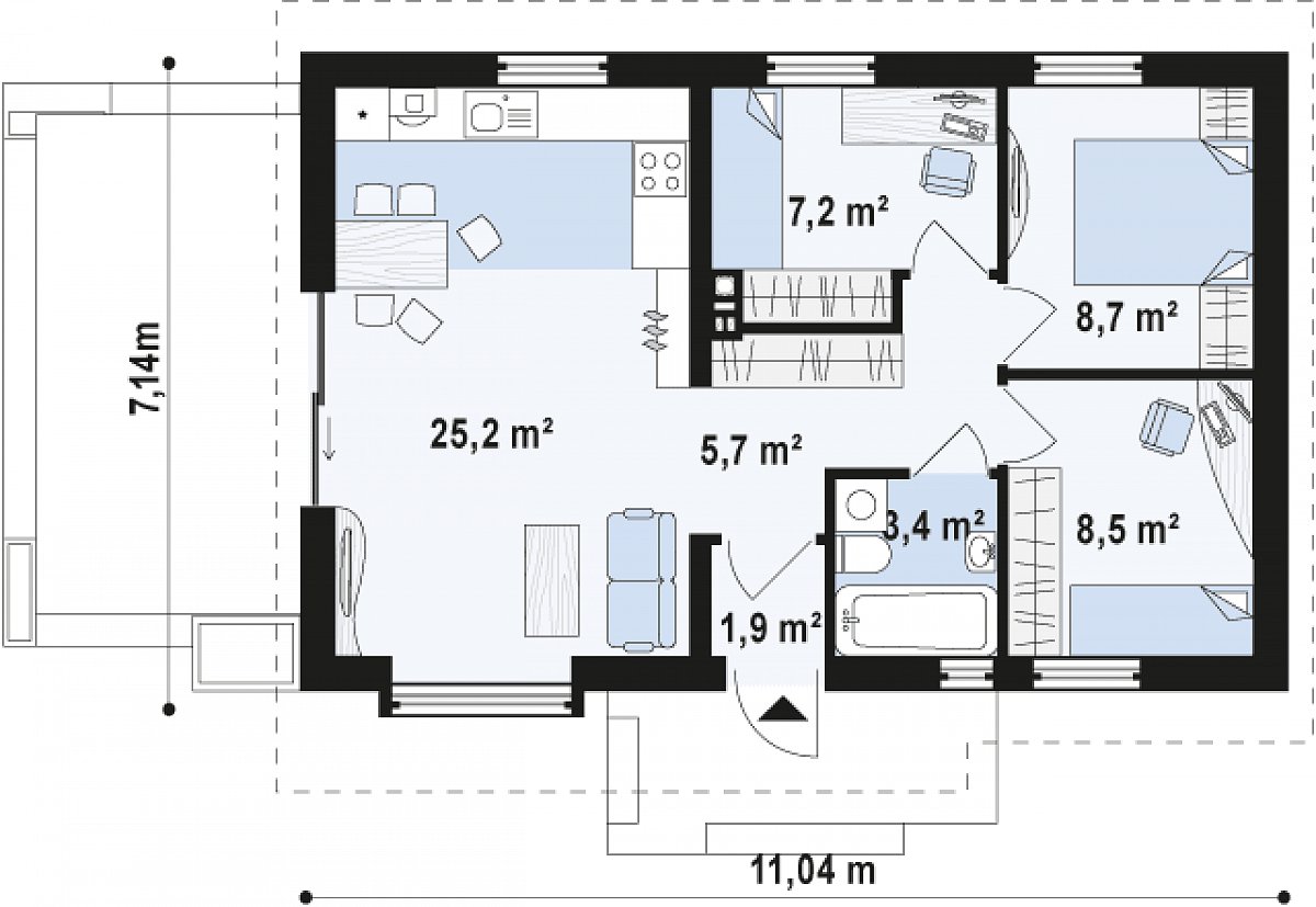 Первый этаж 61,2 м² дома Z139