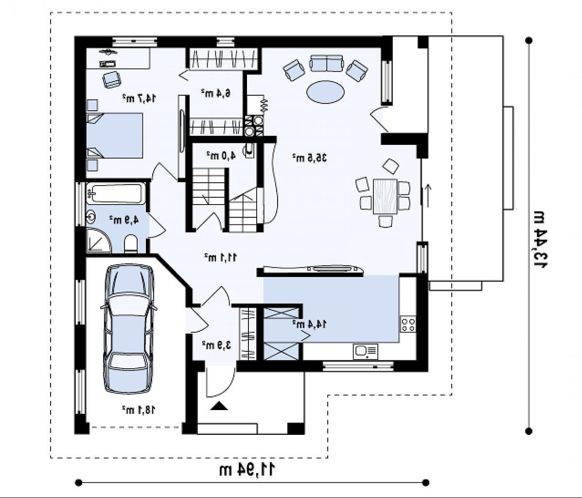 Первый этаж 94,9 (113,0 м²) дома Z143