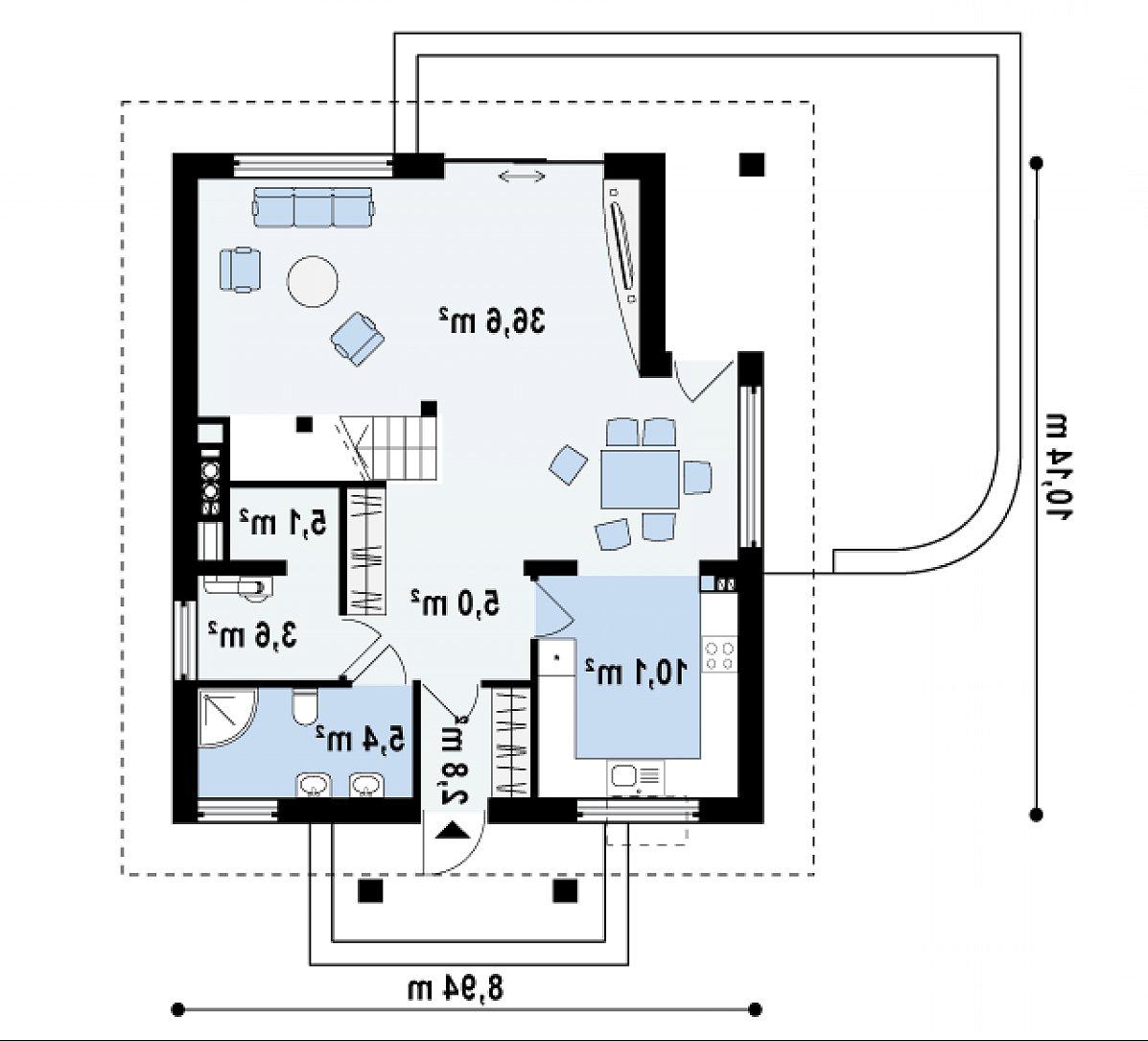 Первый этаж 68,5 м² дома Z145
