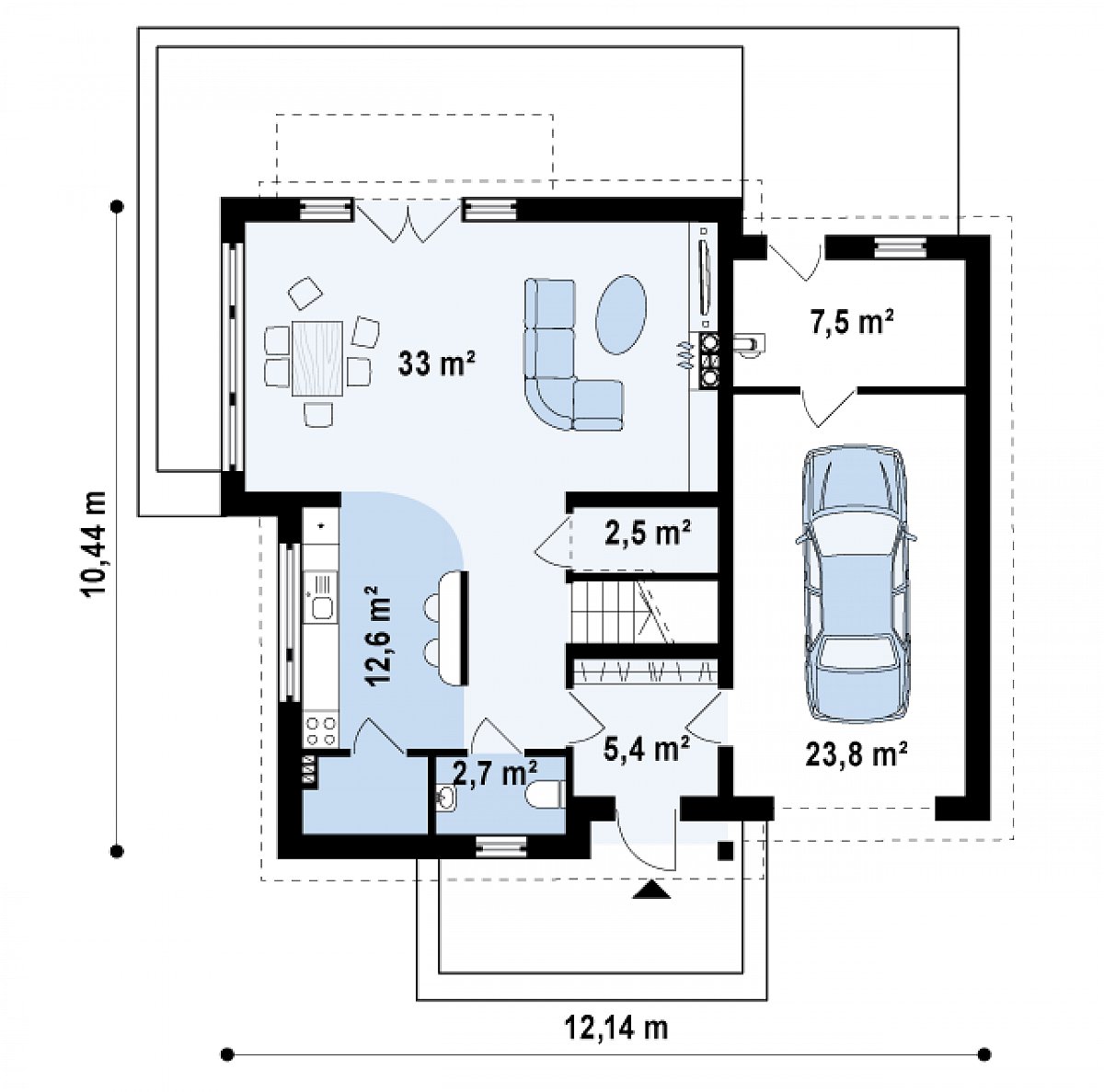 Первый этаж 64,3 (95,6 м²) дома Z147