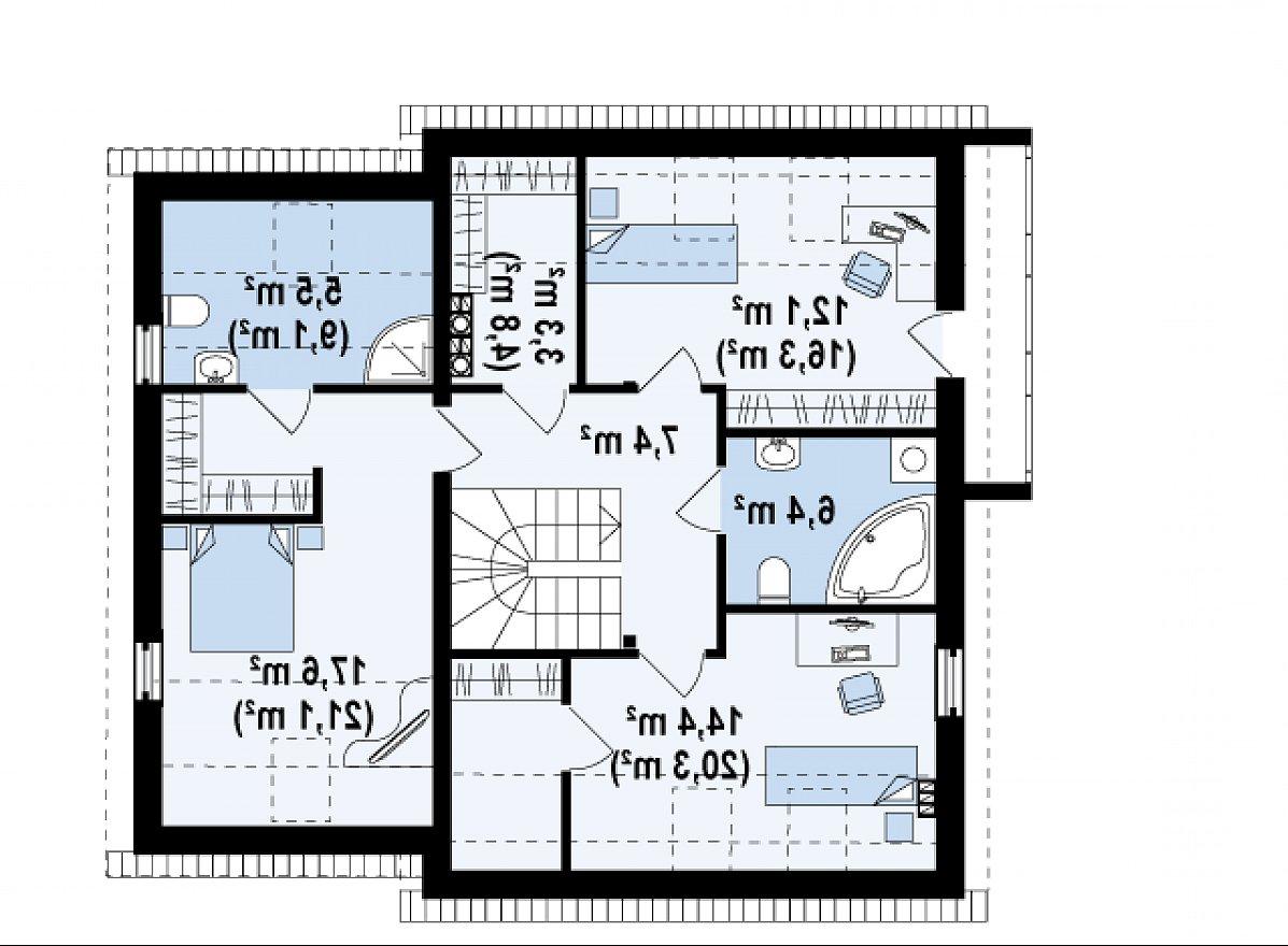 Второй этаж 66,7 (85,3 м²) дома Z147