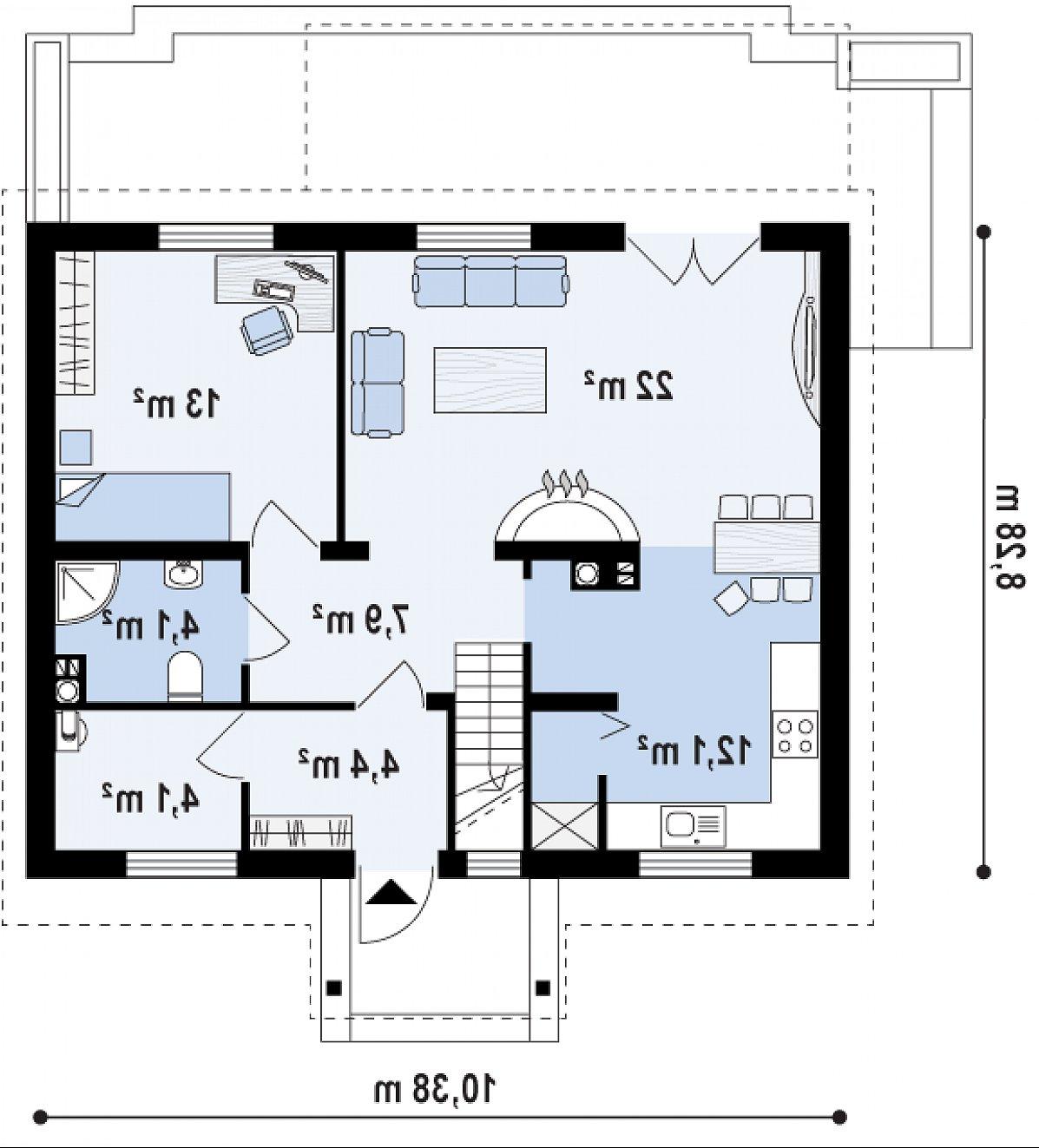 Первый этаж 68,2 м² дома Z14