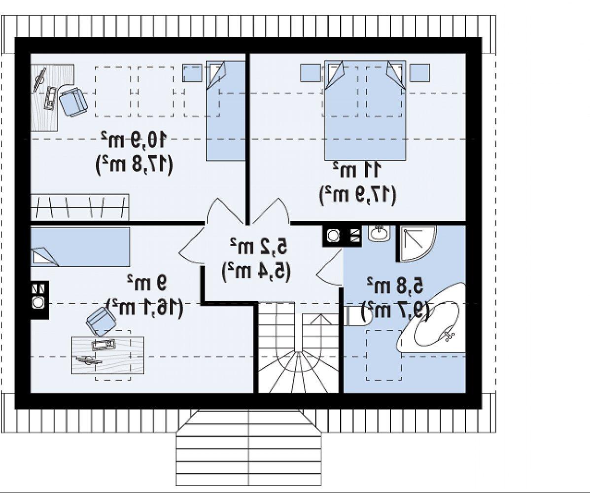 Второй этаж 41,9 (66,9 м²) дома Z14