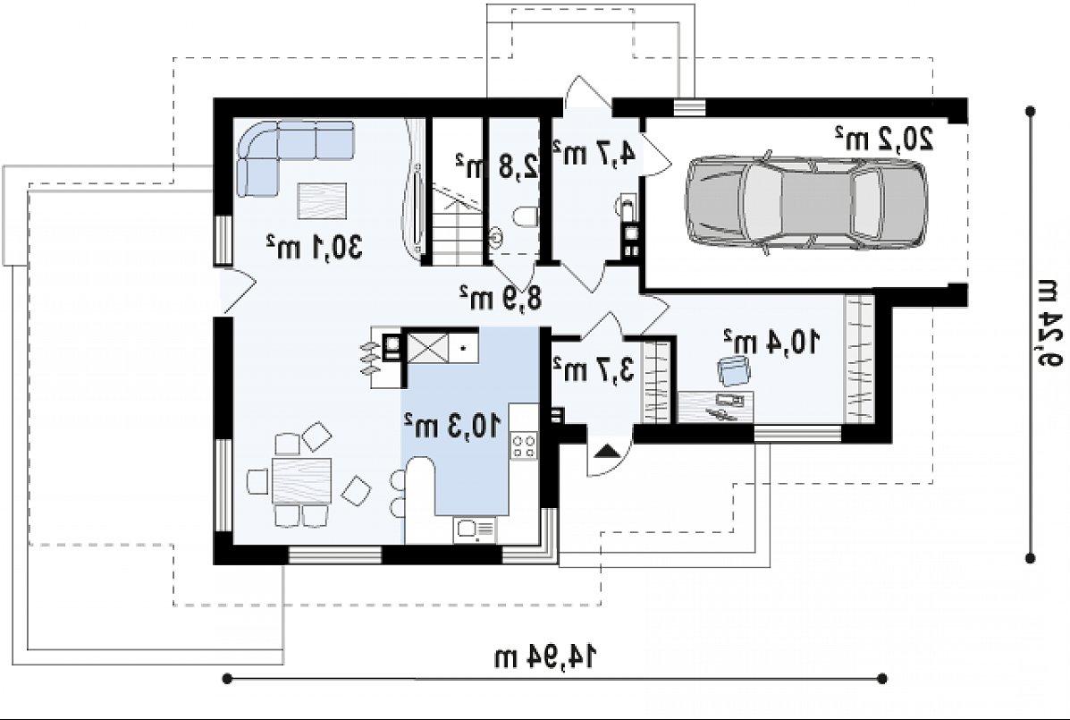 Первый этаж 70,9 (91,1 м²) дома Z150 GL