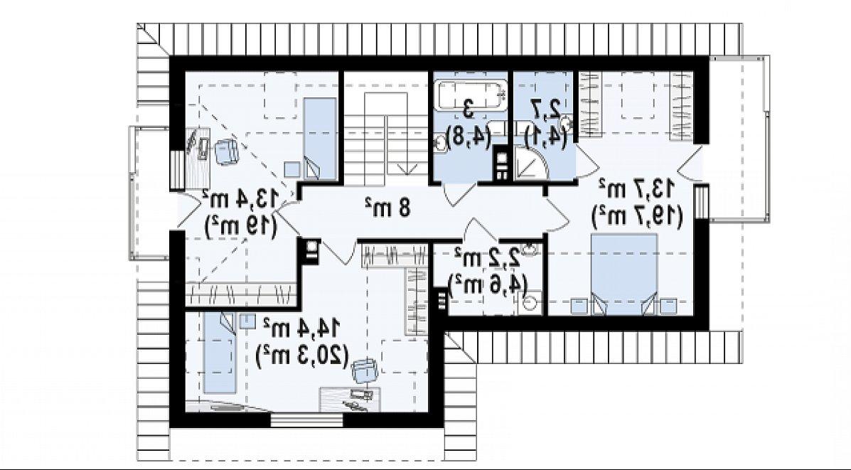 Второй этаж 57,4 (80,6 м²) дома Z150 GL