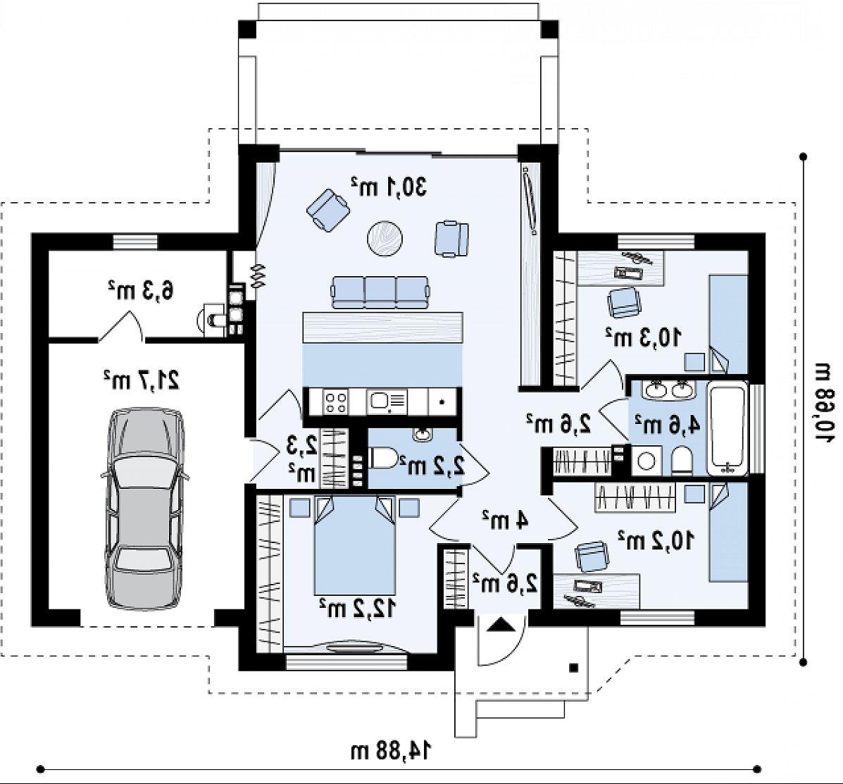 Первый этаж 81,0 (109,0 м²) дома Z151