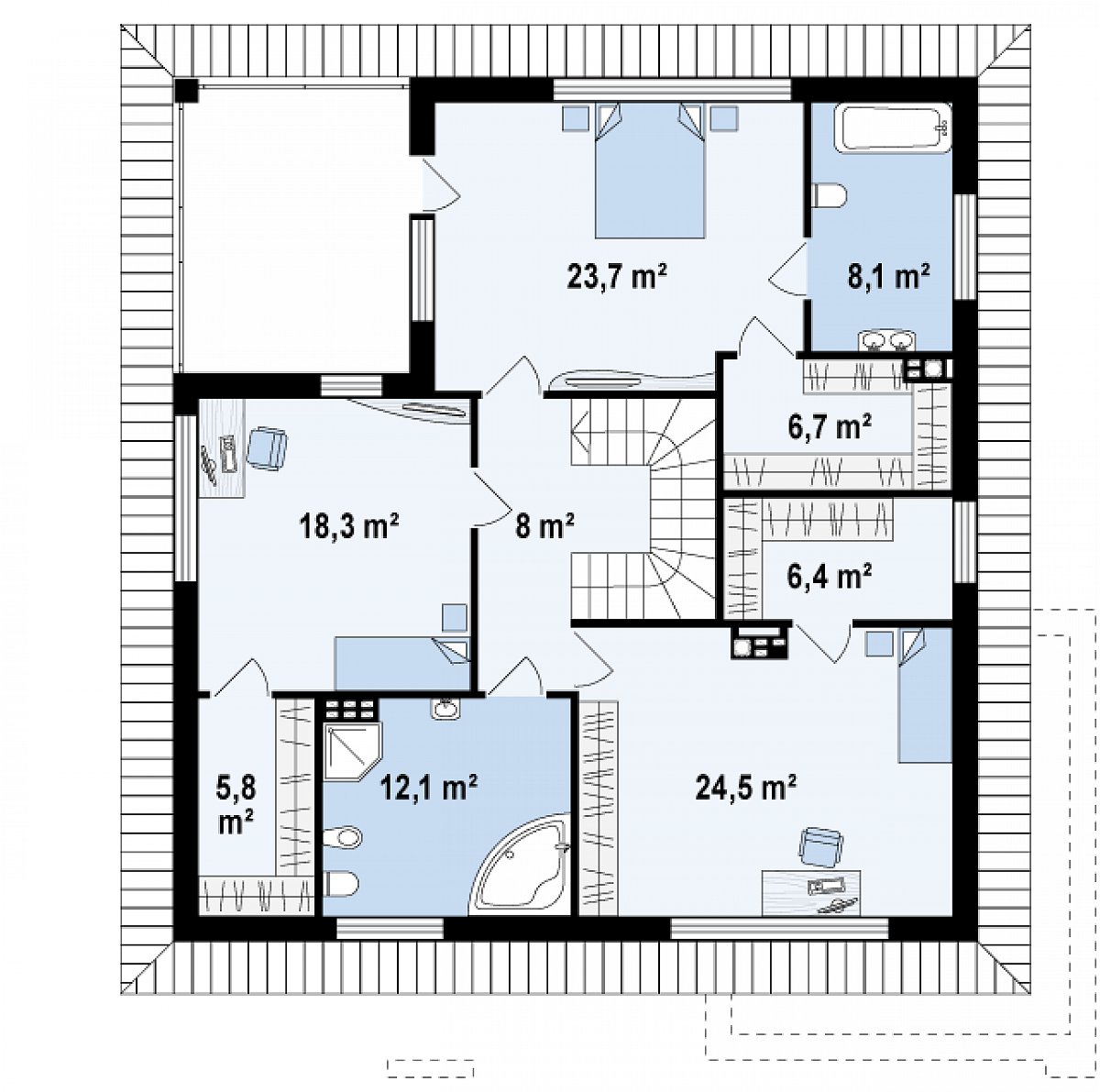 Второй этаж 105,7 м² дома Z156