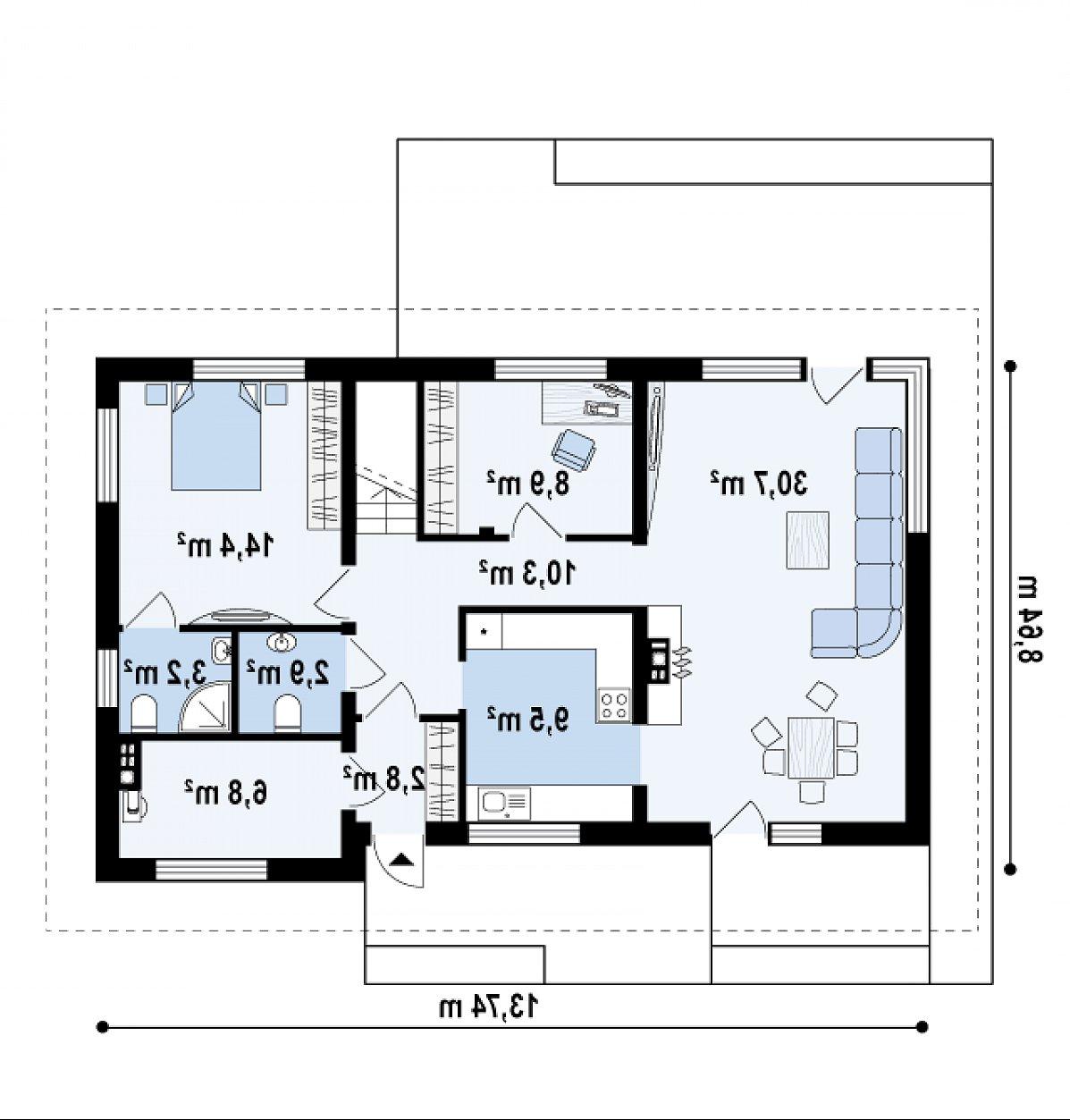 Первый этаж 89,5 м² дома Z159