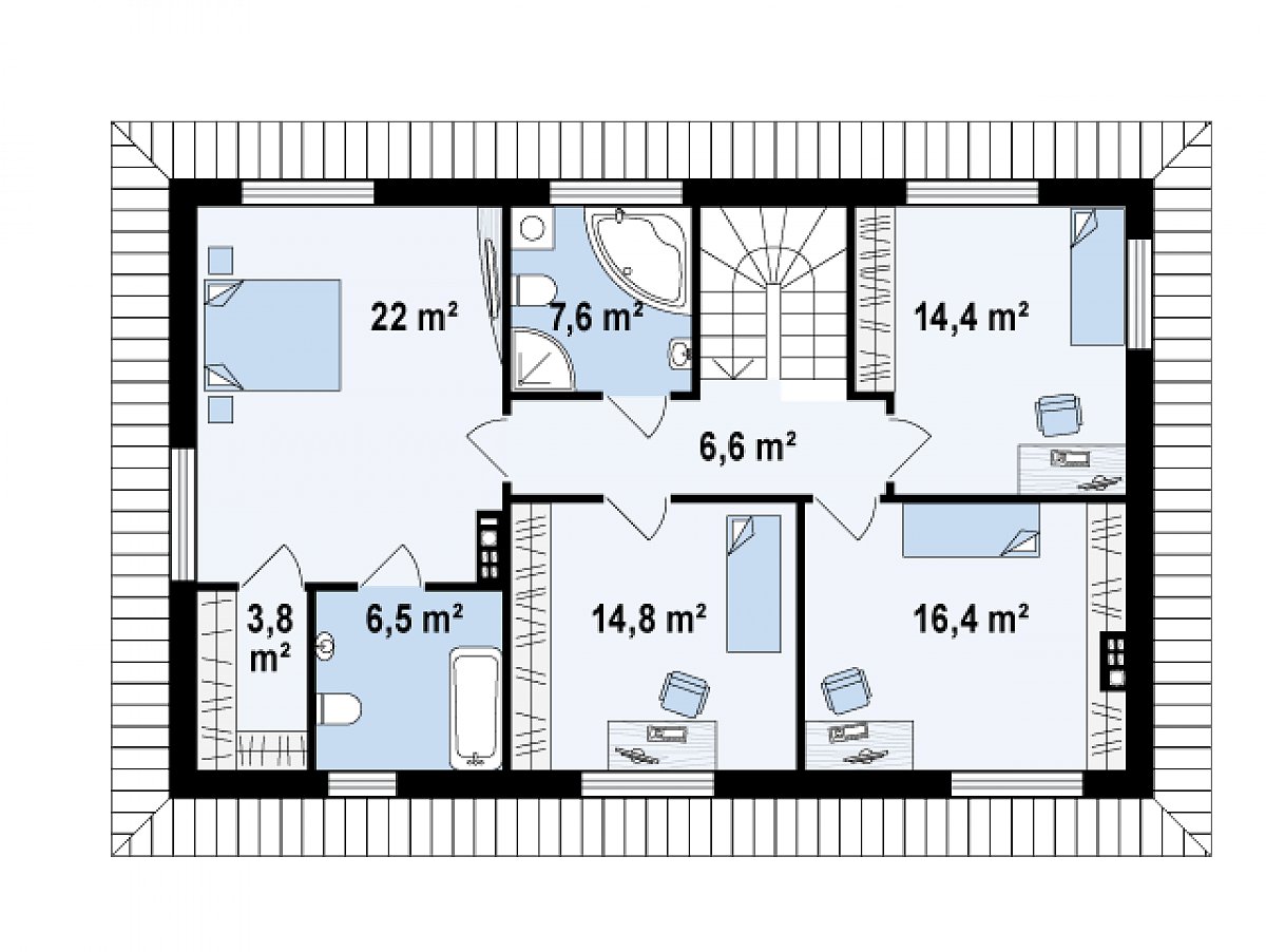 Второй этаж 92,1 м² дома Z159