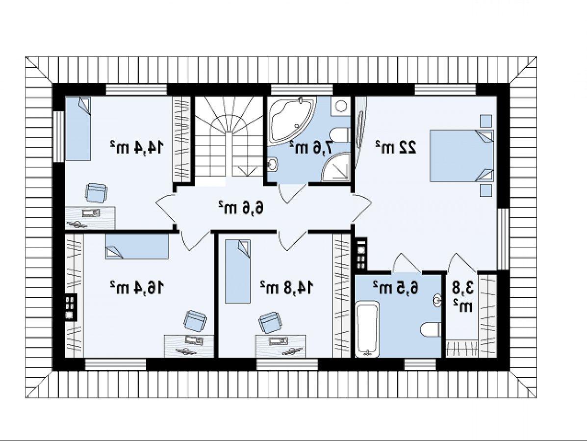 Второй этаж 92,1 м² дома Z159