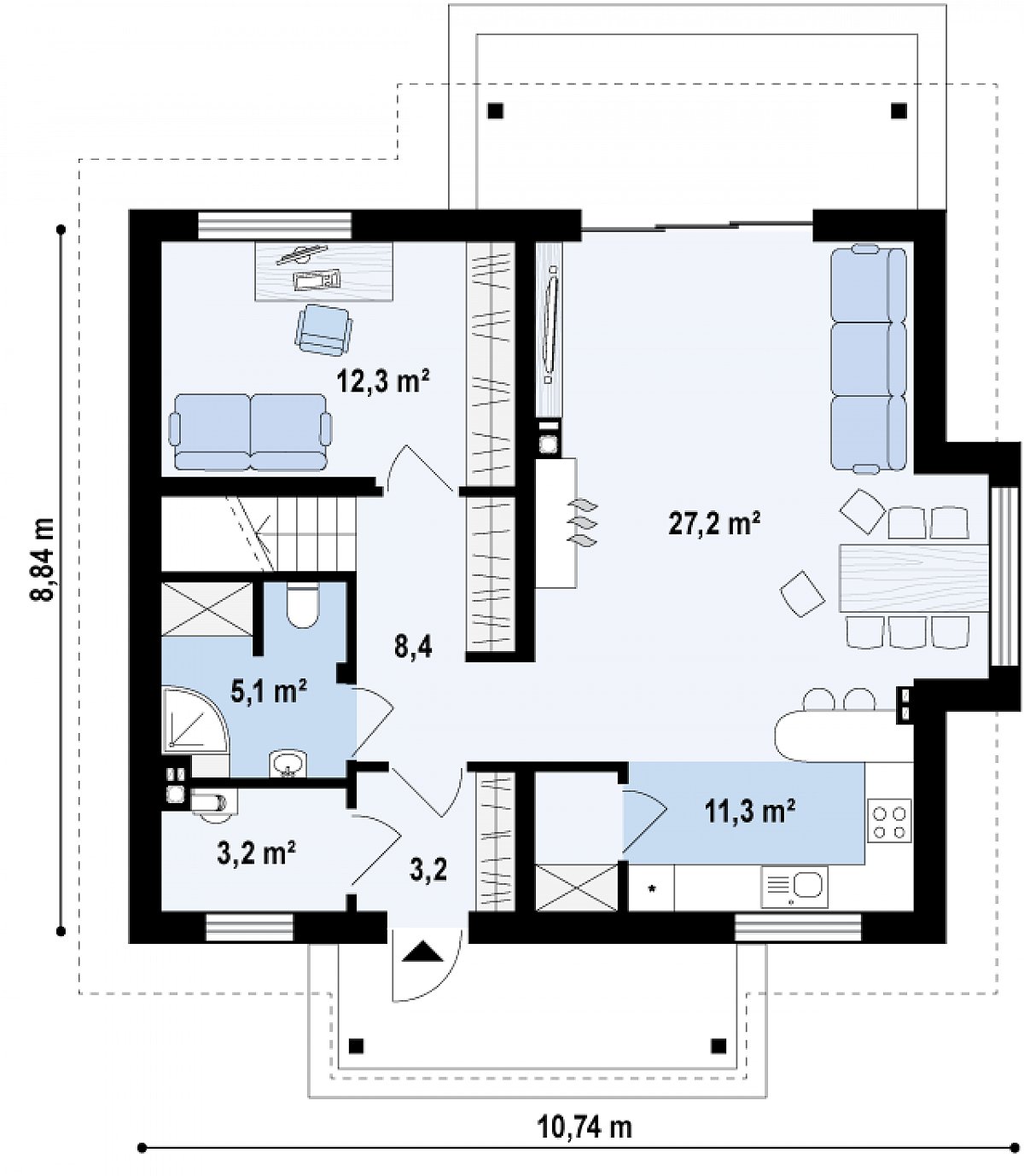 Первый этаж 70,7 м² дома Z162