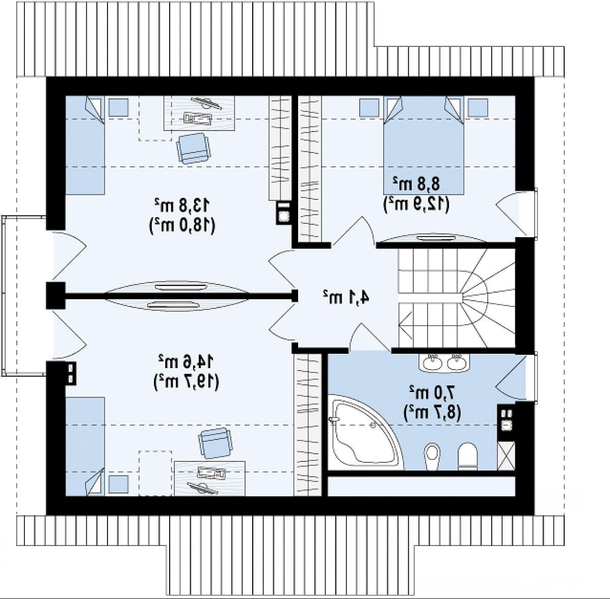 Второй этаж 48,2 (63,3 м²) дома Z162