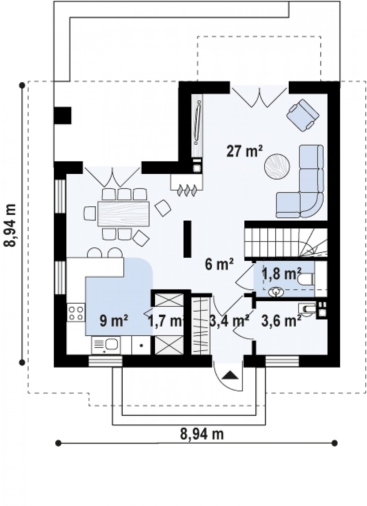Первый этаж 53,3 м² дома Z163
