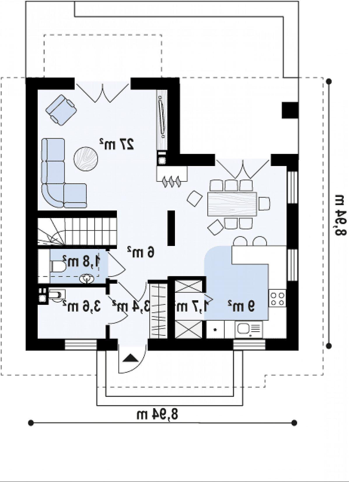 Первый этаж 53,3 м² дома Z163