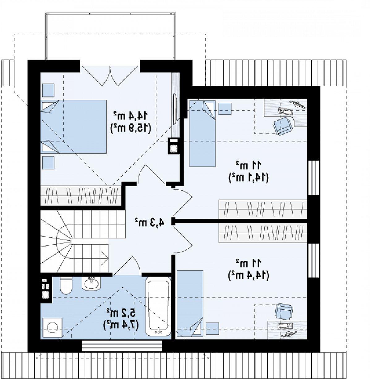 Второй этаж 45,9 (56,1 м²) дома Z163