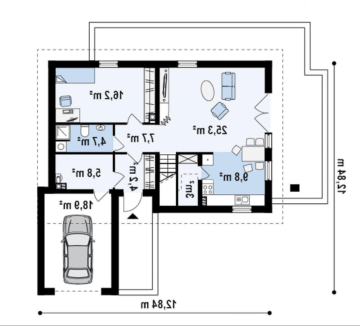 Первый этаж 76,7 (95,5 м²) дома Z168
