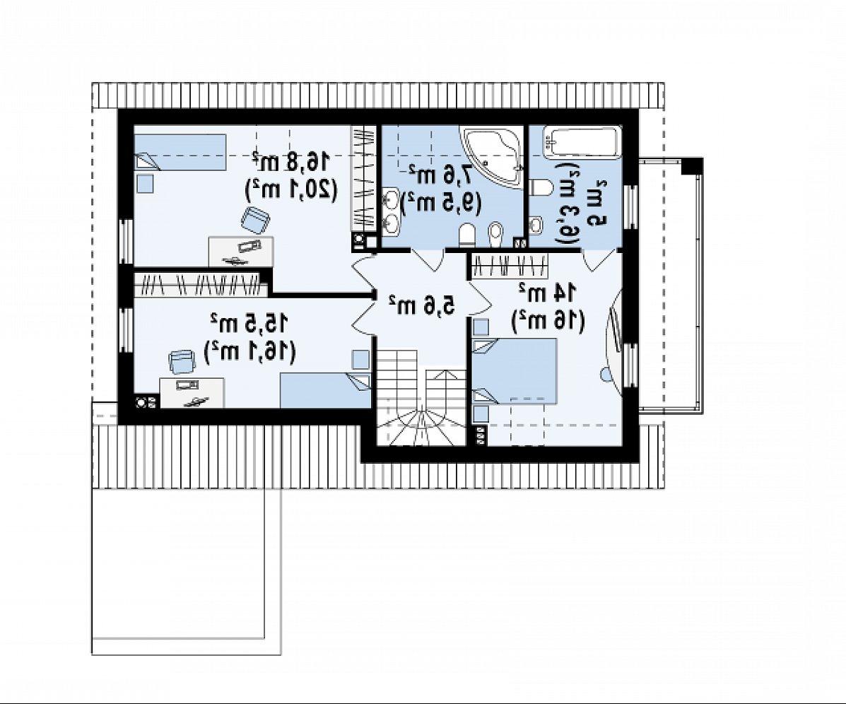 Второй этаж 64,5 (73,6 м²) дома Z168