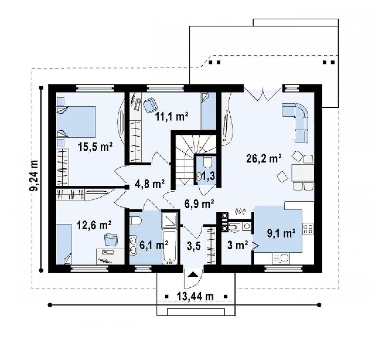 Первый этаж 100,1 м² дома Z169