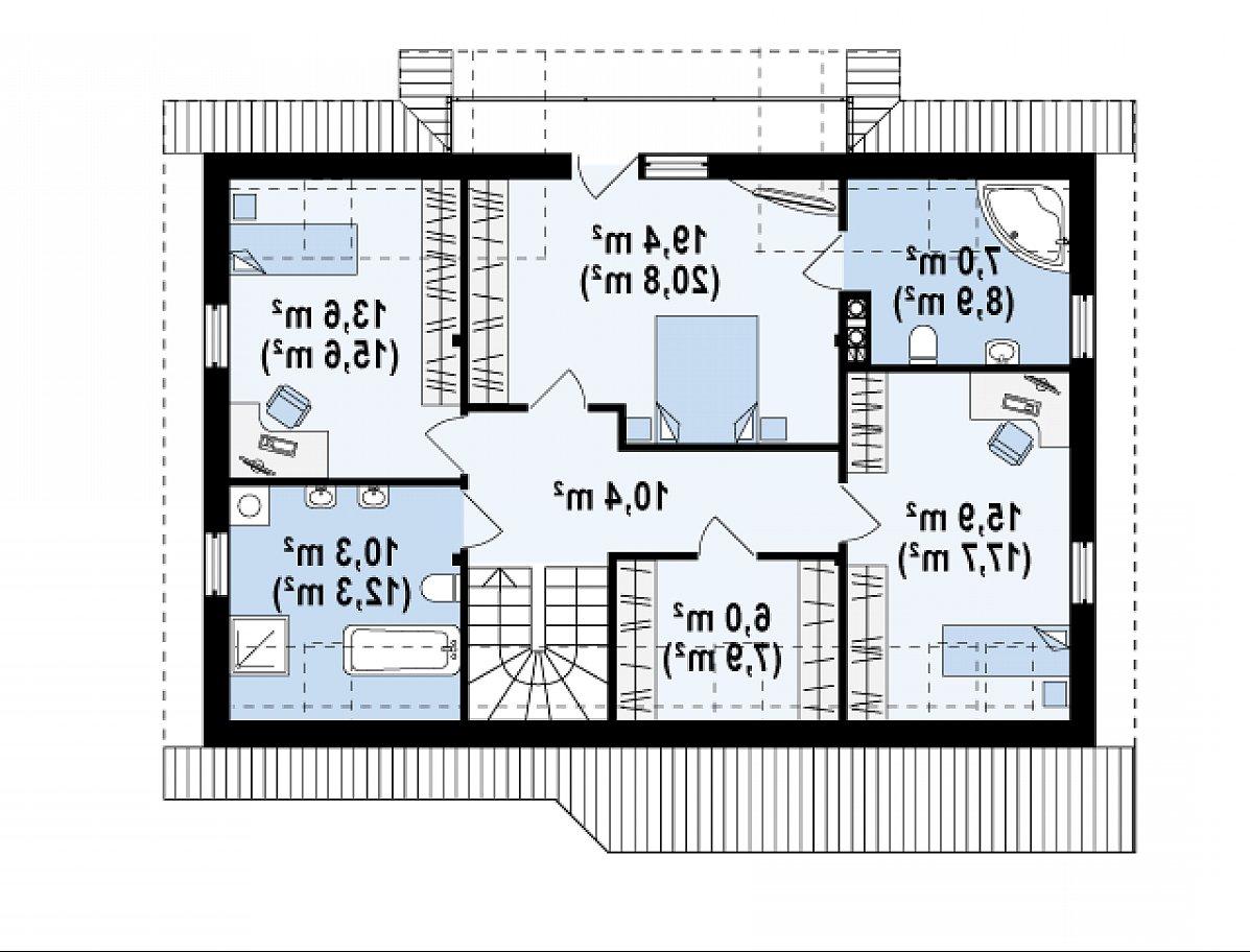 Второй этаж 82,6 (93,5 м²) дома Z170