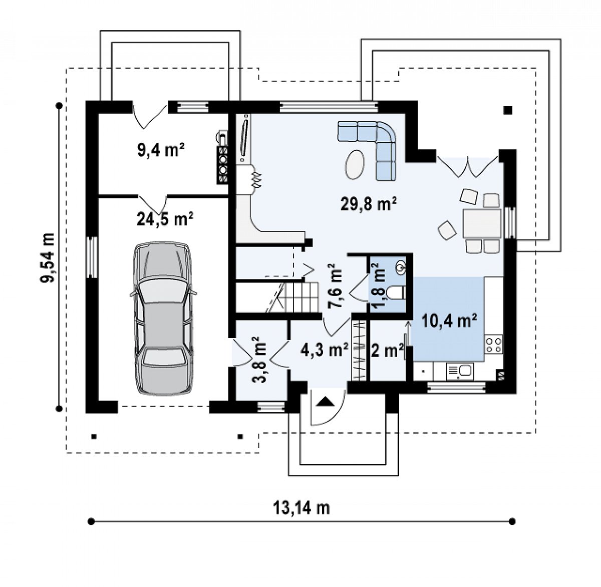 Первый этаж 59,8 (93,7 м²) дома Z172
