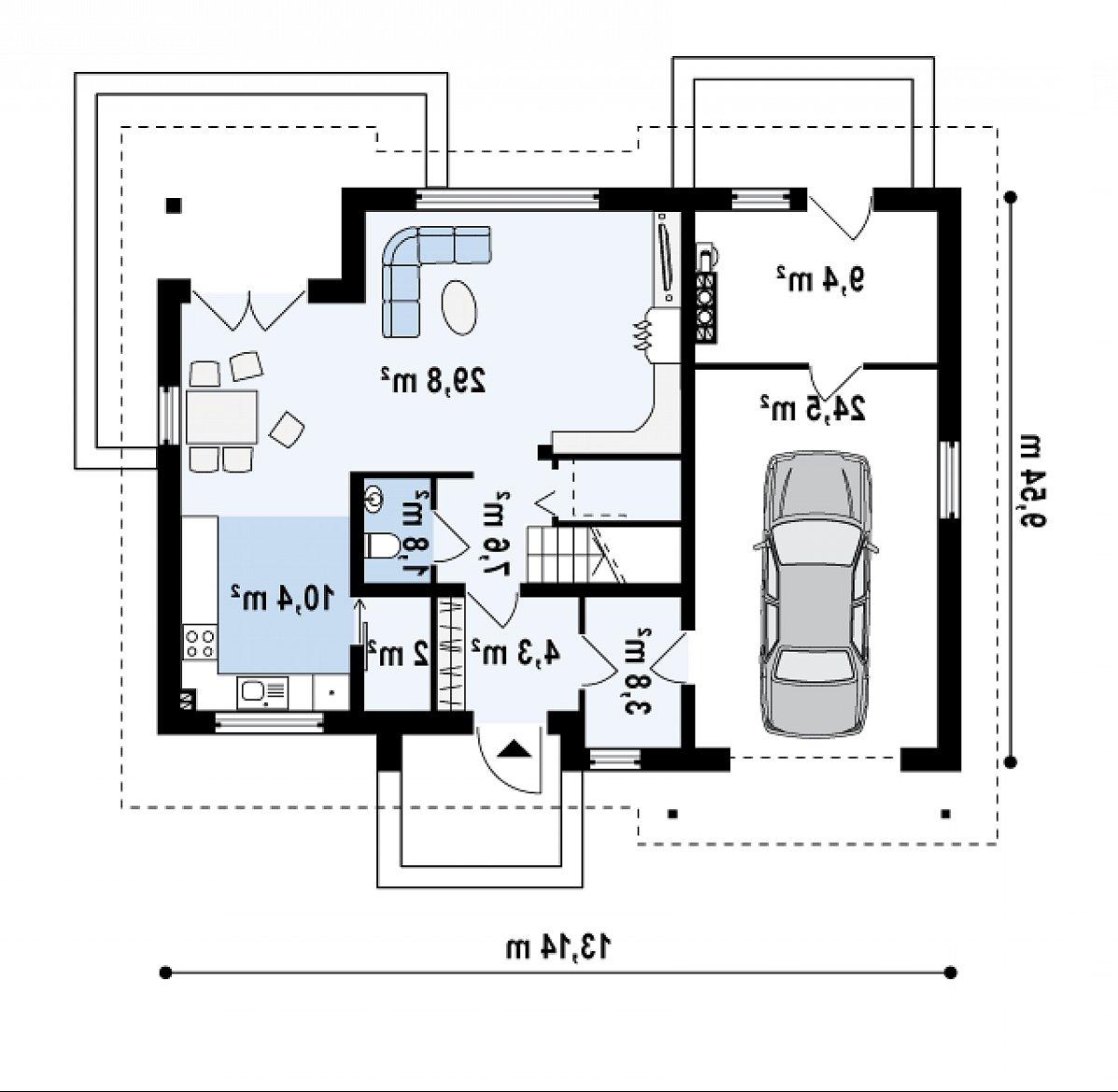Первый этаж 59,8 (93,7 м²) дома Z172