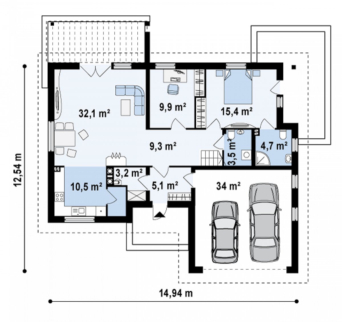 Первый этаж 93,7 (127,7 м²) дома Z173