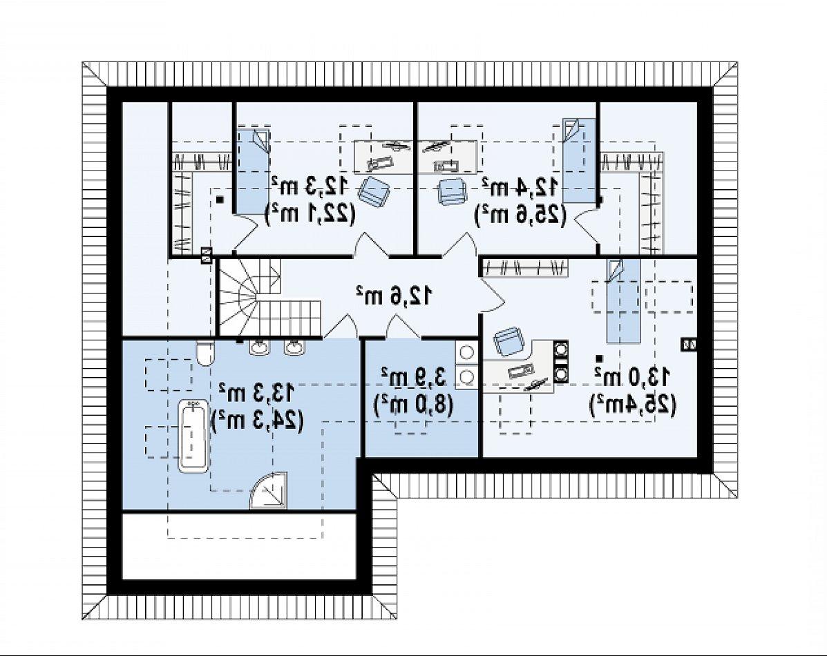 Второй этаж 67,5 (118,0 м²) дома Z173
