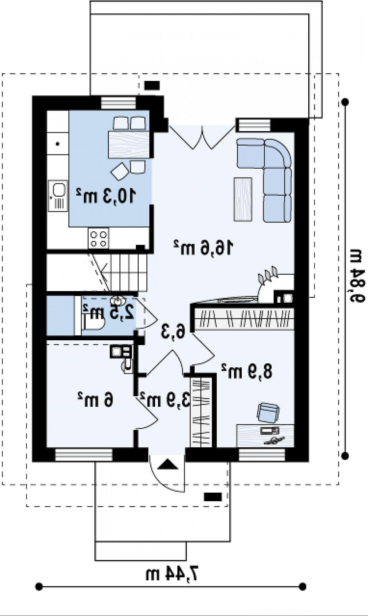 Первый этаж 54,8 м² дома Z174