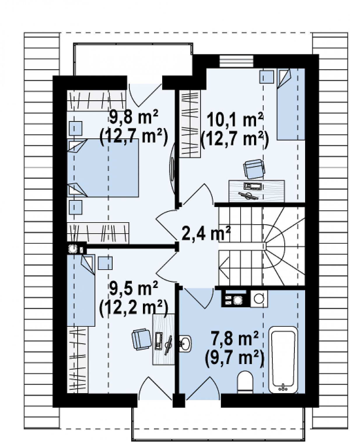 Второй этаж 38,0 (50,0 м²) дома Z174