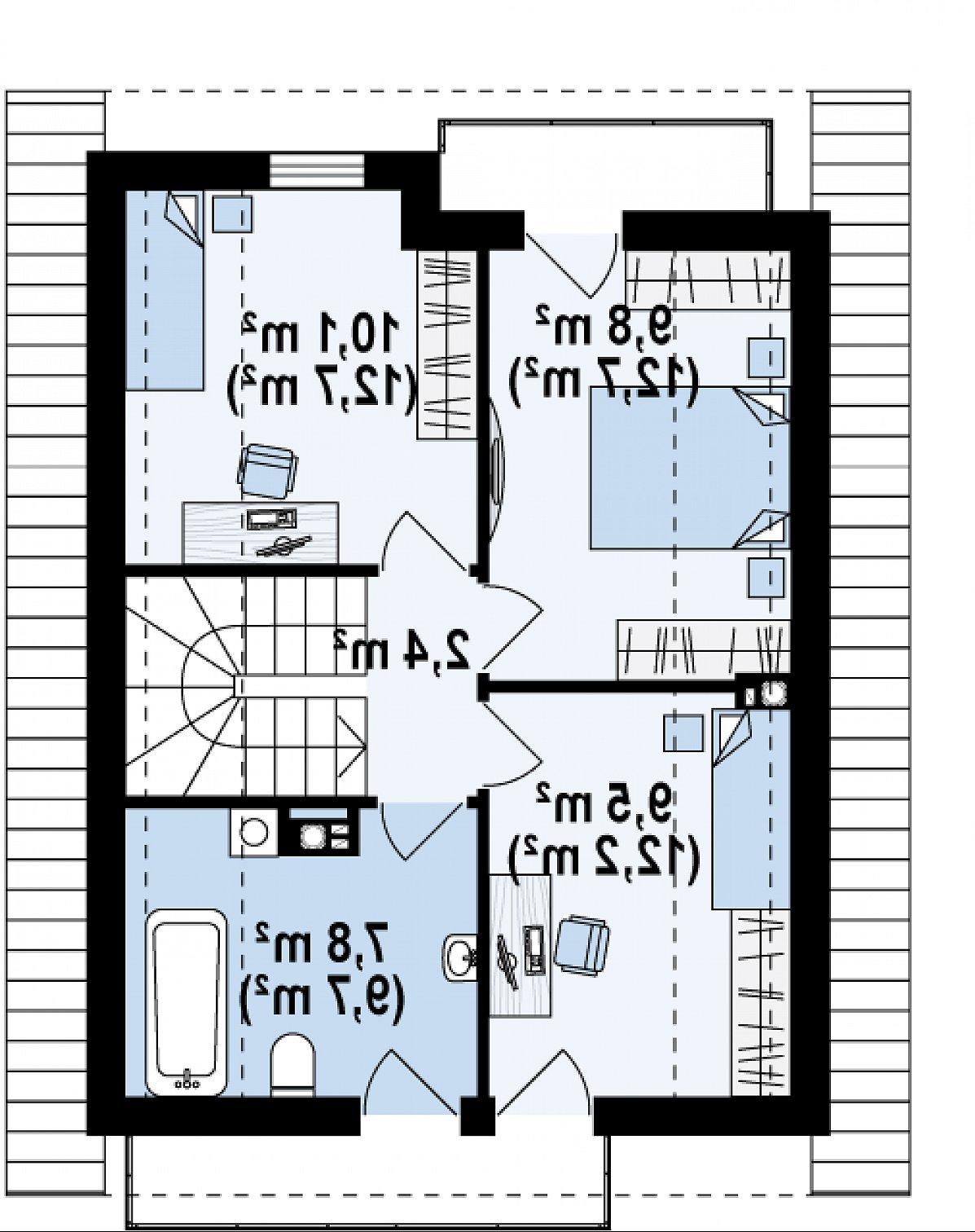 Второй этаж 38,0 (50,0 м²) дома Z174