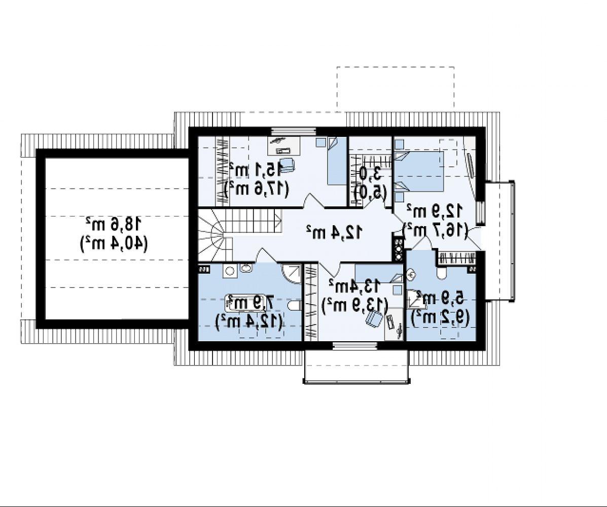 Второй этаж 89,2 (127,5 м²) дома Z175