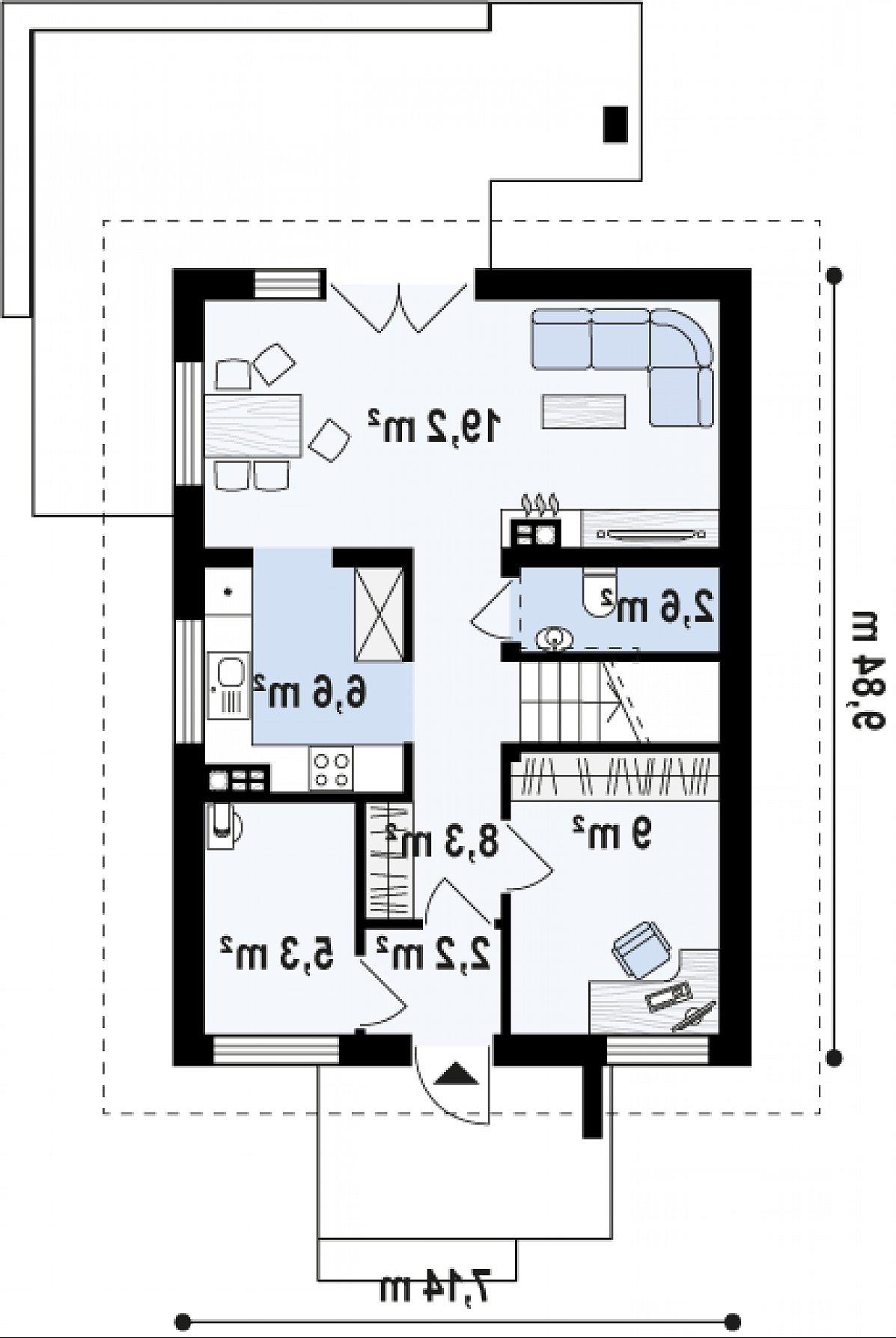 Первый этаж 53,2 м² дома Z177