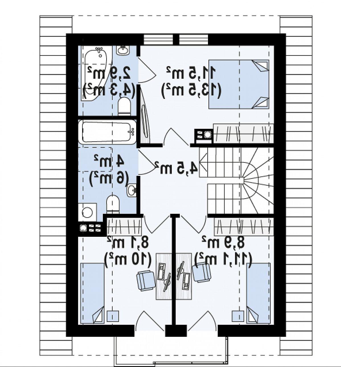 Второй этаж 38,0 (49,5 м²) дома Z177