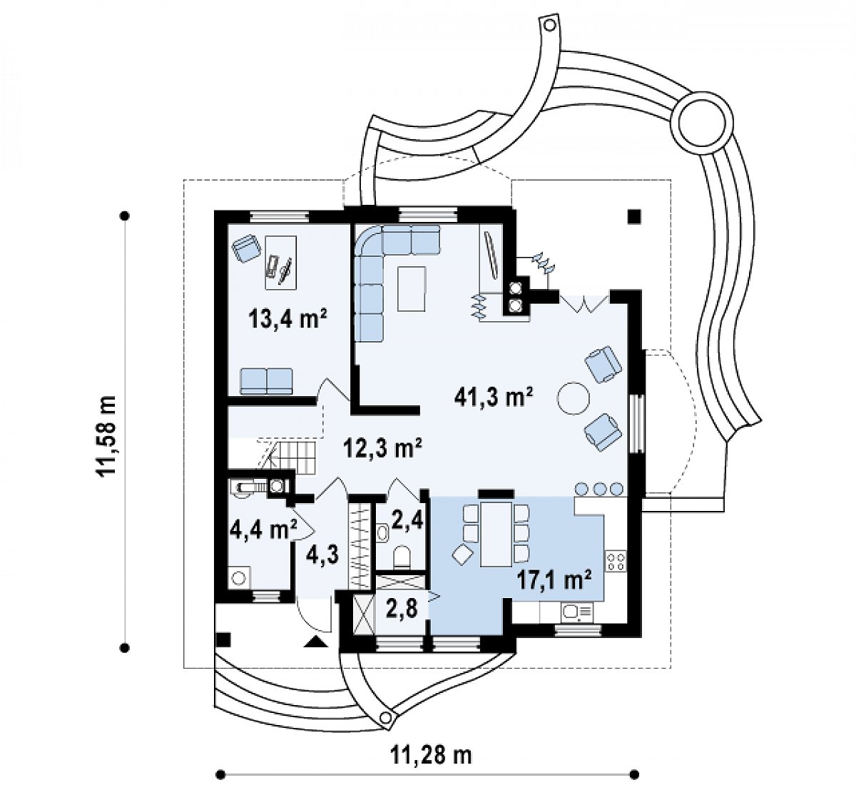 Первый этаж 98,0 м² дома Z18 dk