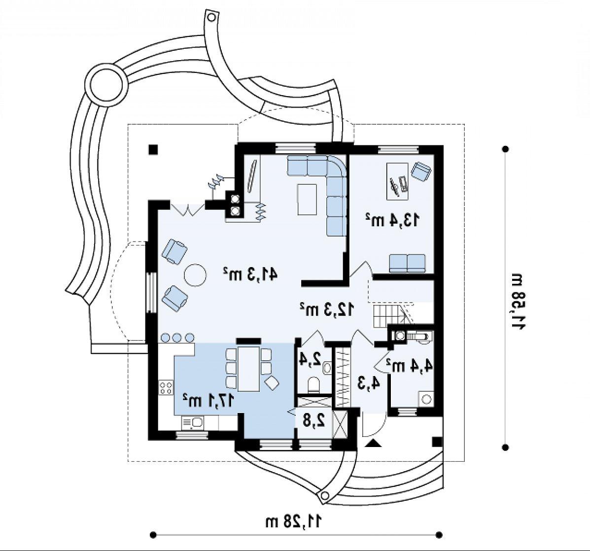 Первый этаж 98,0 м² дома Z18 k
