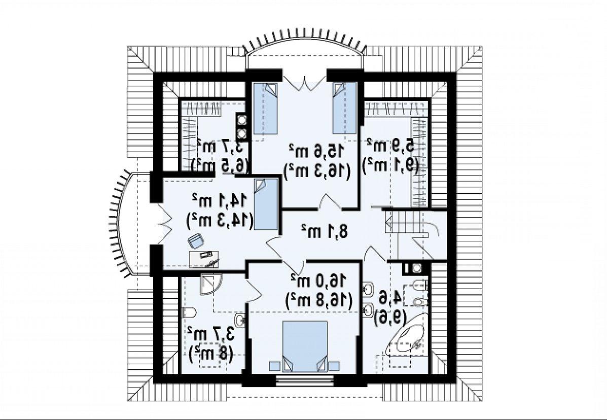 Второй этаж 71,6 (88,6 м²) дома Z18 k