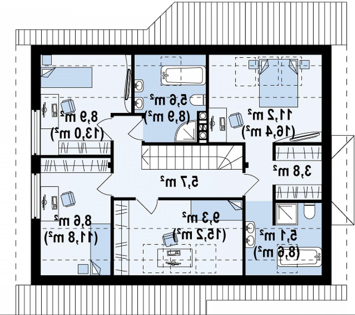 Второй этаж 58,2 (83,4 м²) дома Z186
