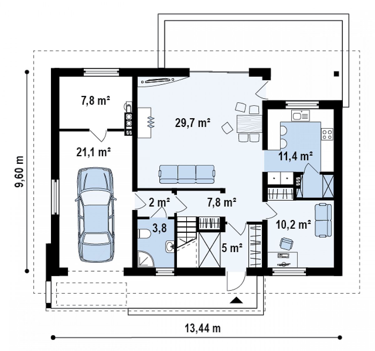 Первый этаж 69,9 (98,8 м²) дома Z188