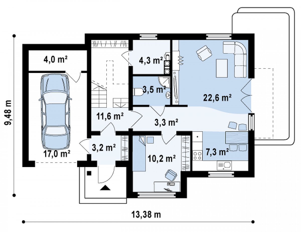 Первый этаж 66,0 (86,9 м²) дома Z192