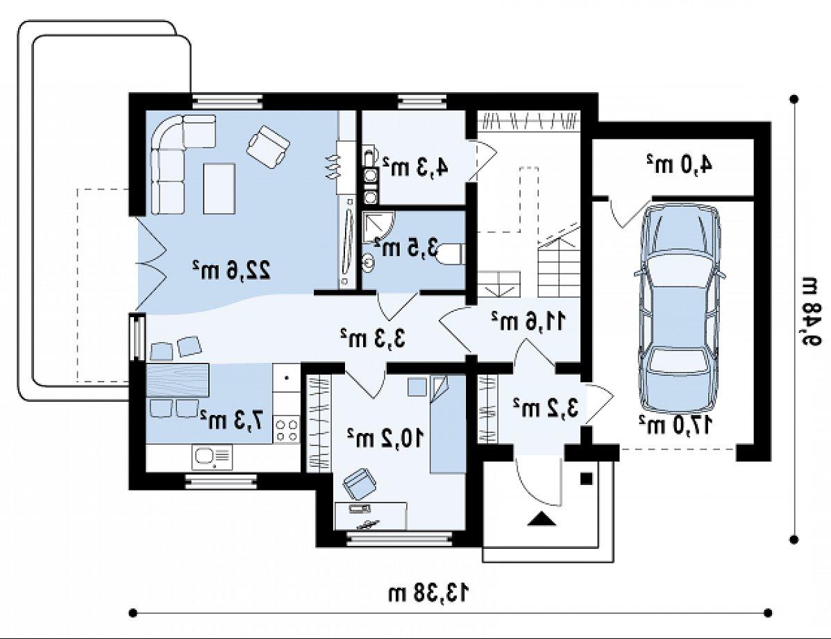 Первый этаж 66,0 (86,9 м²) дома Z192