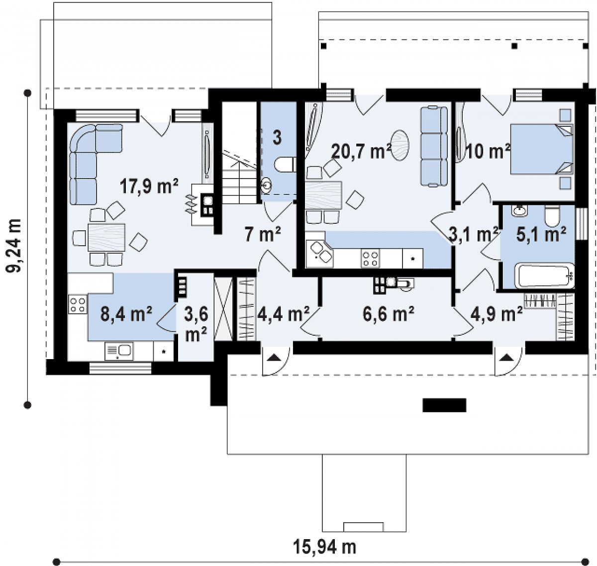 Первый этаж 94,3 м² дома Z193